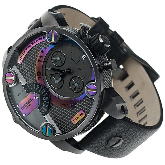  Shop Authentic Diesel Badass Chronograph Anthracite Dial Black Leather Strap Watch For Men - DZ7270 - Luxxuri