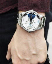  Shop Authentic Diesel Mini Daddy Dual Time Silver Dial Stainless Steel Watch For Men - DZ7305 - Luxxuri