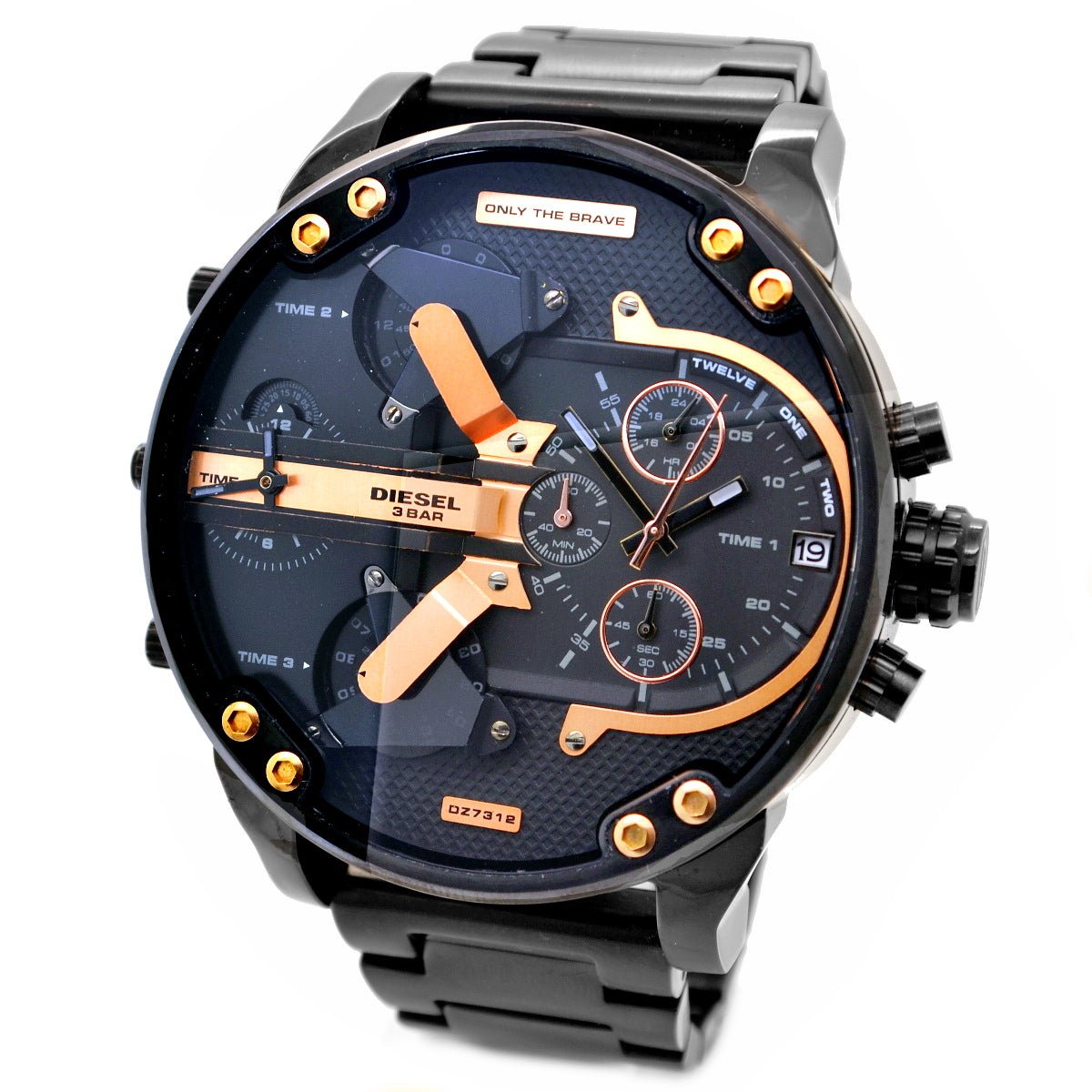  Shop Authentic Diesel Big Daddy Black Dial Black Steel Strap Watch For Men - DZ7312 - Luxxuri