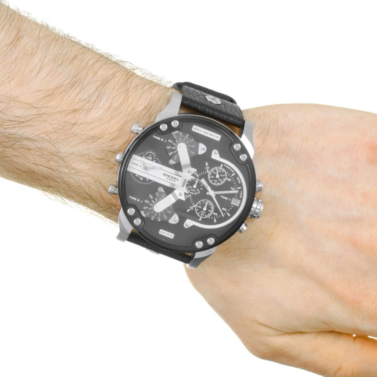  Shop Authentic Diesel Mr Daddy Black Dial Black Leather Strap Watch For Men - DZ7313 - Luxxuri