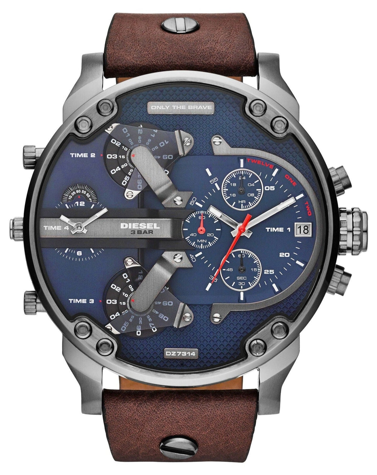  Shop Authentic Diesel Mr Daddy Blue Dial Brown Leather Strap Watch For Men - DZ7314 - Luxxuri