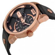 Shop Authentic Diesel Mini Daddy Dual Time Black & Gold Dial Black Leather Strap Watch For Men - DZ7317 - Luxxuri