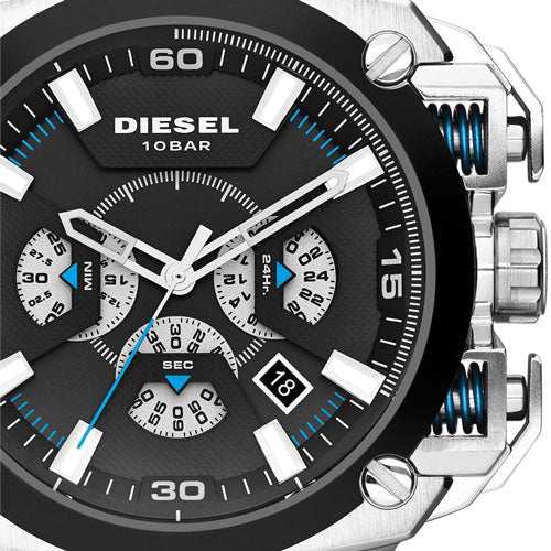  Shop Authentic Diesel BAMF Chronograph Black Dial Black Leather Strap Watch For Men - DZ7345 - Luxxuri