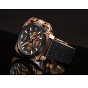  Shop Authentic Diesel BAMF Chronograph Black Dial Black Leather Strap Watch For Men - DZ7346 - Luxxuri