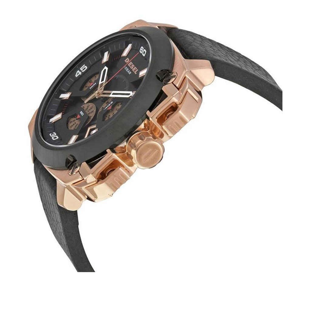  Shop Authentic Diesel BAMF Chronograph Black Dial Black Leather Strap Watch For Men - DZ7346 - Luxxuri