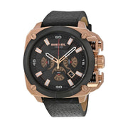  Shop Authentic Diesel BAMF Chronograph Black Dial Black Leather Strap Watch For Men - DZ7346 - Luxxuri