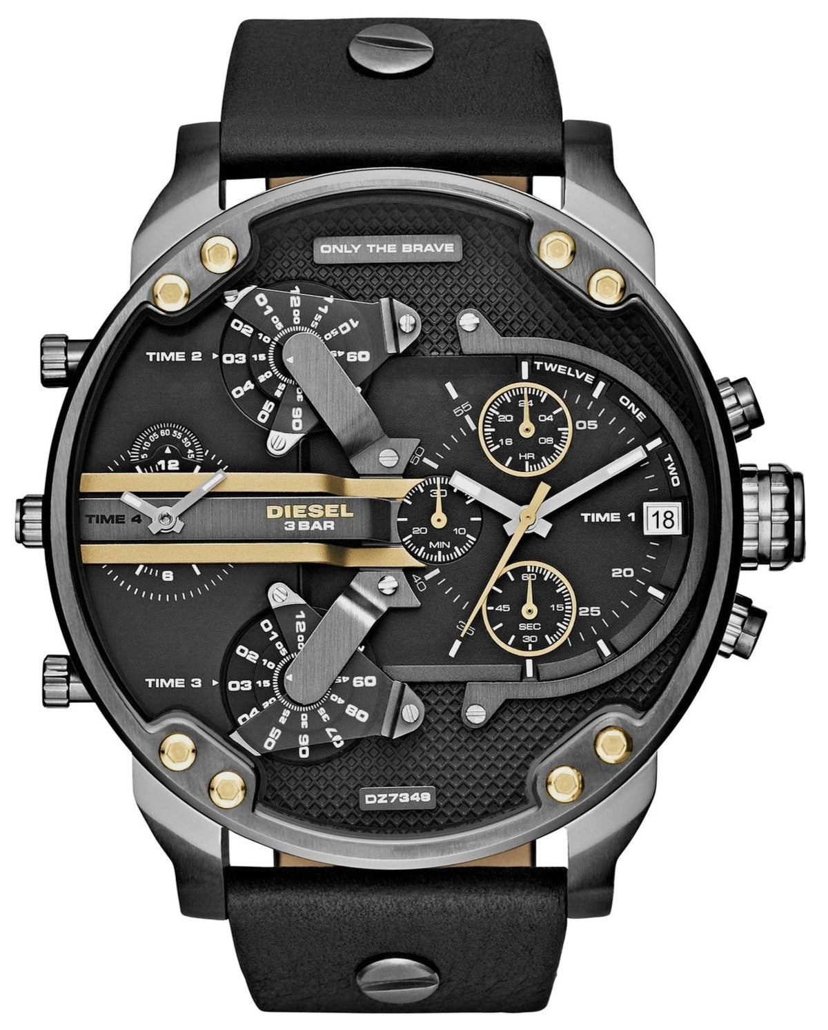  Shop Authentic Diesel Mr Daddy 2.0 Black Dial Black Leather Strap Watch For Men - DZ7348 - Luxxuri
