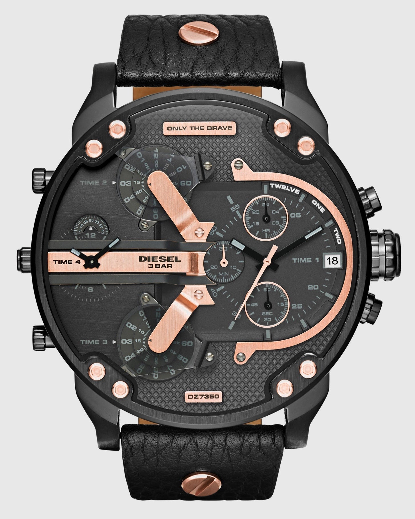  Shop Authentic Diesel Mr Daddy 2.0 Black Dial Black Leather Strap Watch For Men - DZ7350 - Luxxuri