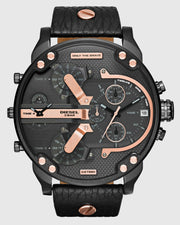  Shop Authentic Diesel Mr Daddy 2.0 Black Dial Black Leather Strap Watch For Men - DZ7350 - Luxxuri