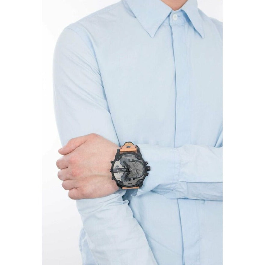 Shop Authentic Diesel Mr. Daddy 2.0 Chronograph Grey Dial Brown Leather Strap Watch For Men - DZ7406 - Luxxuri