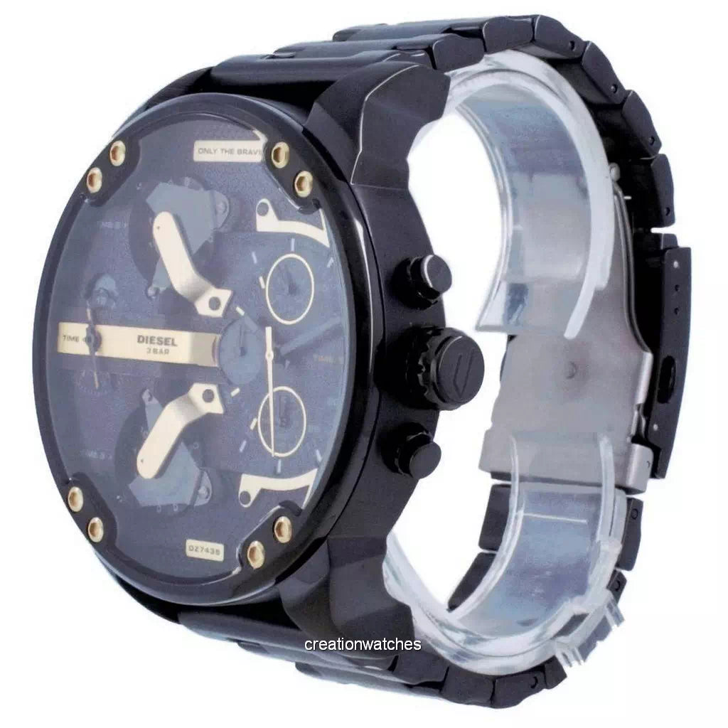  Shop Authentic Diesel Mr. Daddy 2.0 Black Dial Black Steel Strap Watch For Men - DZ7435 - Luxxuri