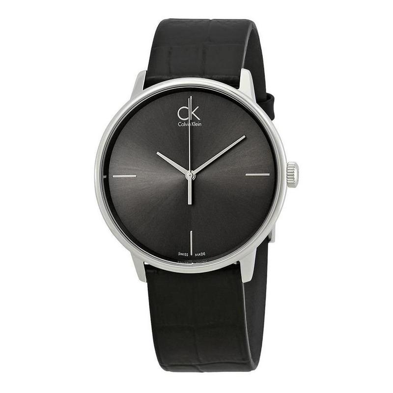  Shop Authentic Calvin Klein Accent Black Dial Black Leather Strap Watch for Men - K2Y2X1CU - Luxxuri