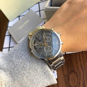  Shop Authentic Calvin Klein Post Minimal Chronograph Black Dial Silver Steel Strap Watch for Men - K7627161 - Luxxuri