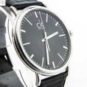  Shop Authentic Calvin Klein Surround Black Dial Black Leather Strap Watch for Men - K3W211C1 - Luxxuri