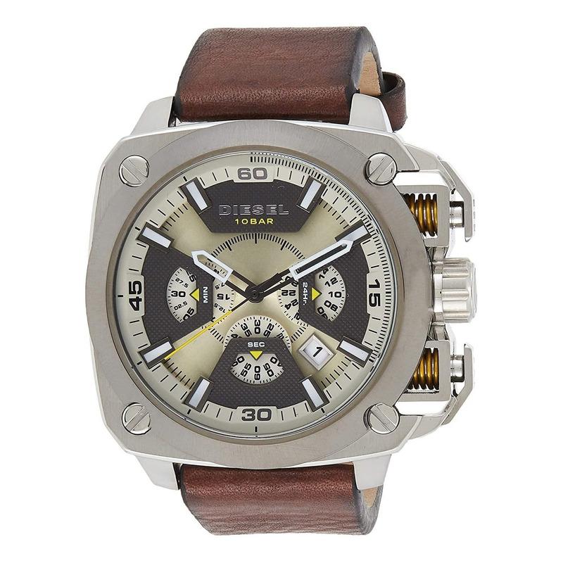  Shop Authentic Diesel BAMF Chronograph Beige Dial Brown Leather Strap Watch For Men - DZ7343 - Luxxuri