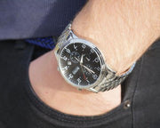 Shop Authentic Hugo Boss Aeroliner Chronograph Black Dial Silver Steel Strap Watch For Men - 1512446 - Luxxuri