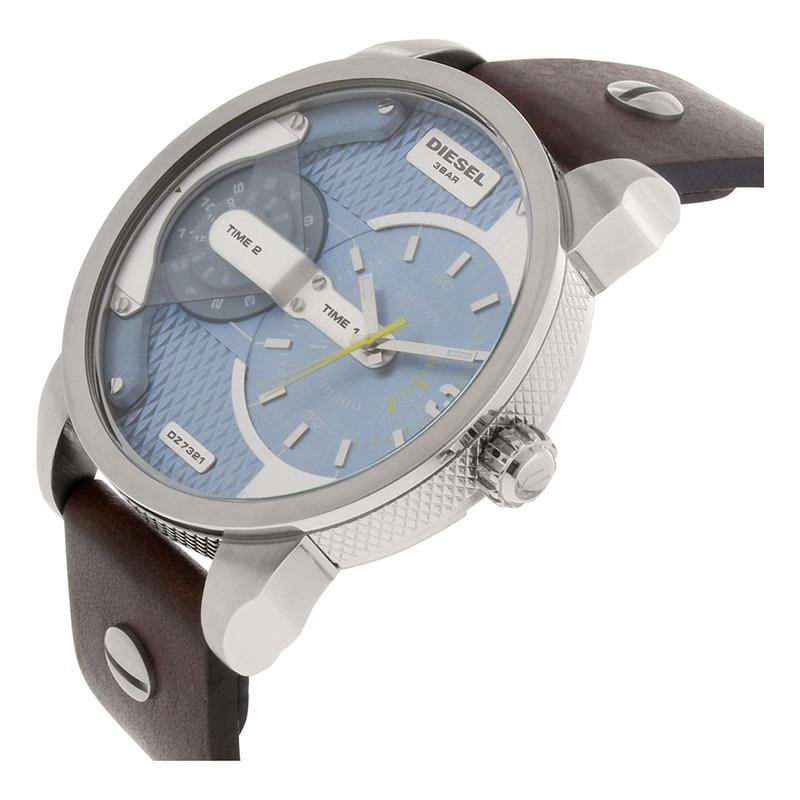  Shop Authentic Diesel Mini Daddy LIght Blue Dial Brown Leather Strap Watch For Men - DZ7321 - Luxxuri