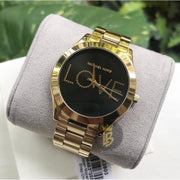  Shop Authentic Michael Kors Slim Runway Black Dial Gold Steel Strap Watch for Women - MK3803 - Luxxuri