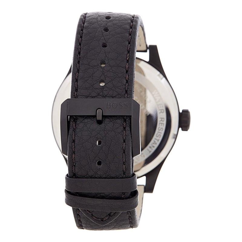  Shop Authentic Hugo Boss Aeroliner Black Dial Black Leather Strap Watch For Men - 1513083 - Luxxuri