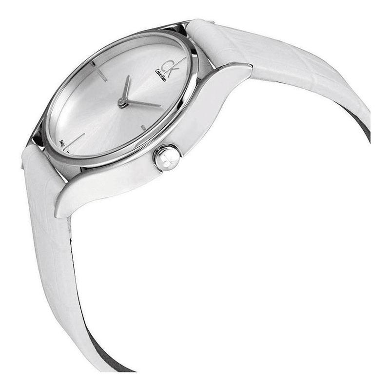  Shop Authentic Calvin Klein Skirt White Dial White Leather Strap Watch for Women - K2U231K6 - Luxxuri