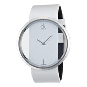  Shop Authentic Calvin Klein Glam Transparent Dial White Leather Strap Watch for Women - K9423101 - Luxxuri