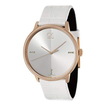  Shop Authentic Calvin Klein Accent White Dial White Leather Strap Watch for Women - K2Y2Y6KW - Luxxuri