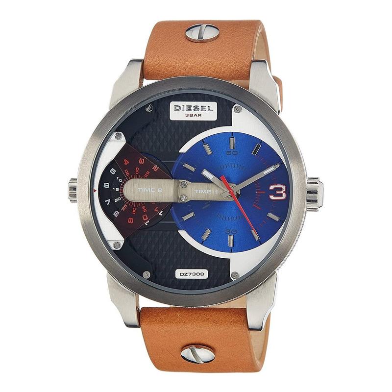  Shop Authentic Diesel Mini Daddy Blue & Black Dial Brown Leather Strap Watch For Men - DZ7308 - Luxxuri