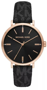  Shop Authentic Michael Kors Addyson Quartz Black Dial Black Leather Strap Watch for Women - MK2948 - Luxxuri