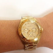  Shop Authentic Guess BFF Multifunction Gold Dial Gold Steel Strap Watch for Men - W0231L2 - Luxxuri