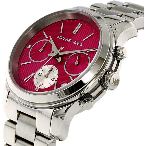  Shop Authentic Michael Kors Runway Chronograph Pink Dial Silver Steel Strap Watch for Women - MK6160 - Luxxuri