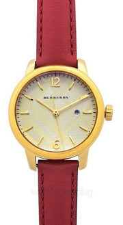  Shop Authentic Burberry The City Gold Dial Red Leather Strap Watch for Women - BU9140 - Luxxuri