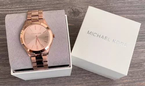  Shop Authentic Michael Kors Mini Slim Runway Chronograph Quartz Rose Gold Dial Rose Gold Steel Strap Watch For Women - MK3205 - Luxxuri