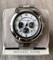  Shop Authentic Michael Kors Runway Chronograph Silver Dial Silver Steel Strap Watch for Men - MK8060 - Luxxuri