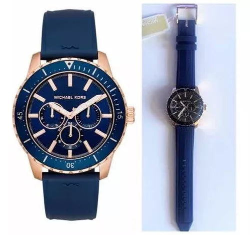  Shop Authentic Michael Kors Cunningham Multifunction Blue Dial Blue Rubber Strap Watch For Men - MK7163 - Luxxuri