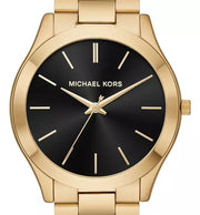  Shop Authentic Michael Kors Slim Runway Quartz Black Dial Gold Steel Strap Watch For Men - MK8621 - Luxxuri