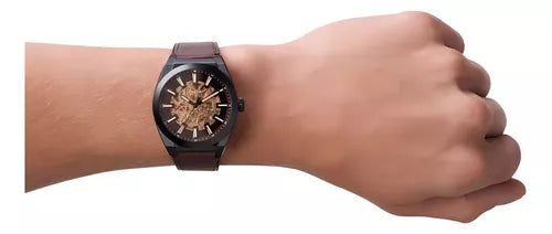  Shop Authentic Fossil Everett Automatic Analog Black Dial Brown Leather Strap Watch for Men - ME3207 - Luxxuri