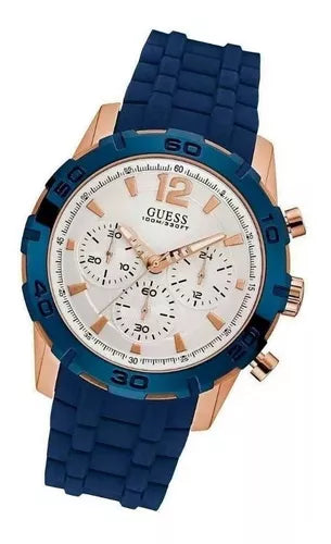  Shop Authentic Guess Caliber Chronograph White Dial Blue Silicone Strap Watch for Men - W0864G5 - Luxxuri