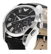  Shop Authentic Emporio Armani Valente Chronograph Black Dial Black Leather Strap Watch For Men - AR1633 - Luxxuri