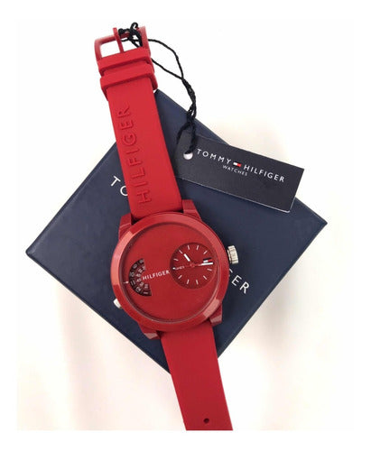  Shop Authentic Tommy Hilfiger Denim Red Dial Red Rubber Strap Watch for Men - 1791557 - Luxxuri
