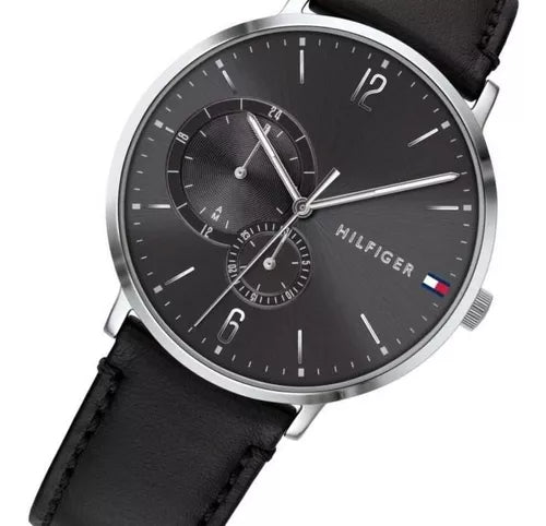 Shop Authentic Tommy Hilfiger Brooklyn Black Dial Black Leather Strap Watch for Men - 1791509 - Luxxuri