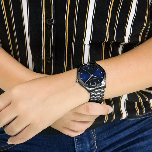  Shop Authentic Michael Kors Slim Runway Blue Dial Grey Steel Strap Watch For Men - MK8584 - Luxxuri
