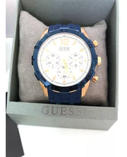  Shop Authentic Guess Caliber Chronograph White Dial Blue Silicone Strap Watch for Men - W0864G5 - Luxxuri