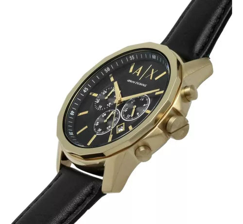  Shop Authentic Armani Exchange Outerbanks Chronograph Black Dial Black Leather Strap Watch For Men - AX7133 - Luxxuri