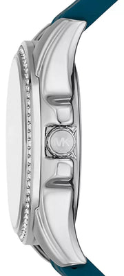  Shop Authentic Michael Kors Mini Pilot Pave Blue Dial Blue Silicone Strap Watch for Women - MKO1004 - Luxxuri