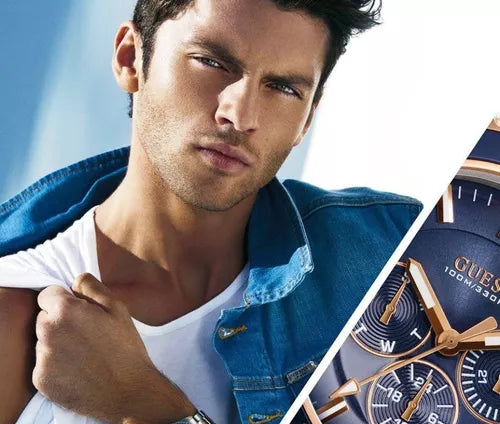  Shop Authentic Guess Chaser Multifunction Blue Dial Gold Steel Strap Watch for Men - W0172G5 - Luxxuri