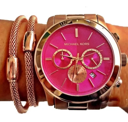  Shop Authentic Michael Kors Runway Pink Dial Rose Gold Steel Strap Watch for Women - MK5931 - Luxxuri