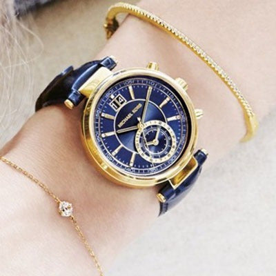  Shop Authentic Michael Kors Sawyer Blue Dial Blue Leather Strap Watch for Women - MK2425 - Luxxuri