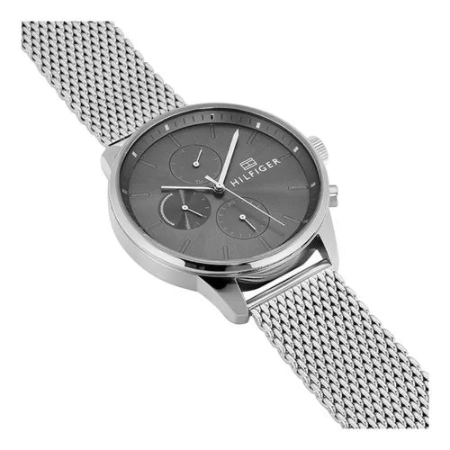  Shop Authentic Tommy Hilfiger Chase Quartz Grey Dial Silver Mesh Bracelet Watch For Men - 1791484 - Luxxuri
