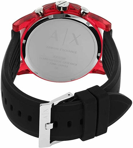  Shop Authentic Armani Exchange Outerbanks Chronograph Black Dial Black Silicone Strap Watch For Men - AX1338 - Luxxuri