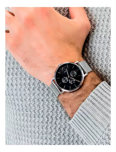  Shop Authentic Armani Exchange Cayde Chronograph Black Dial Silver Mesh Strap Watch For Men - AX2714 - Luxxuri